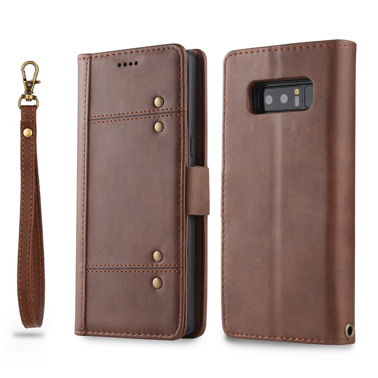 LC.IMEEKE Removable 2-in-1 Wallet Leather Cover + TPU Mobile Case for Samsung Galaxy Note 8 SM-N950 - Coffee-1