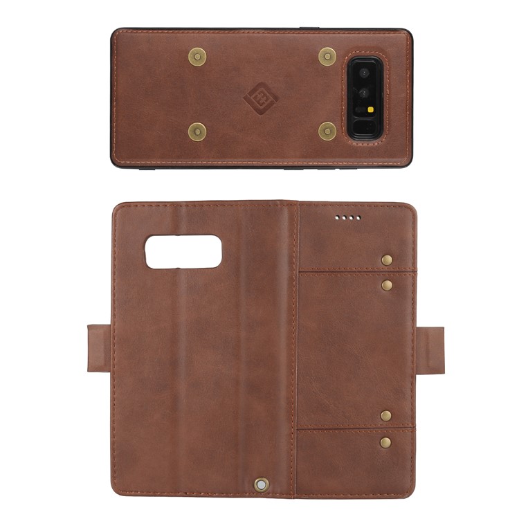 LC.IMEEKE Removable 2-in-1 Wallet Leather Cover + TPU Mobile Case for Samsung Galaxy Note 8 SM-N950 - Coffee-2