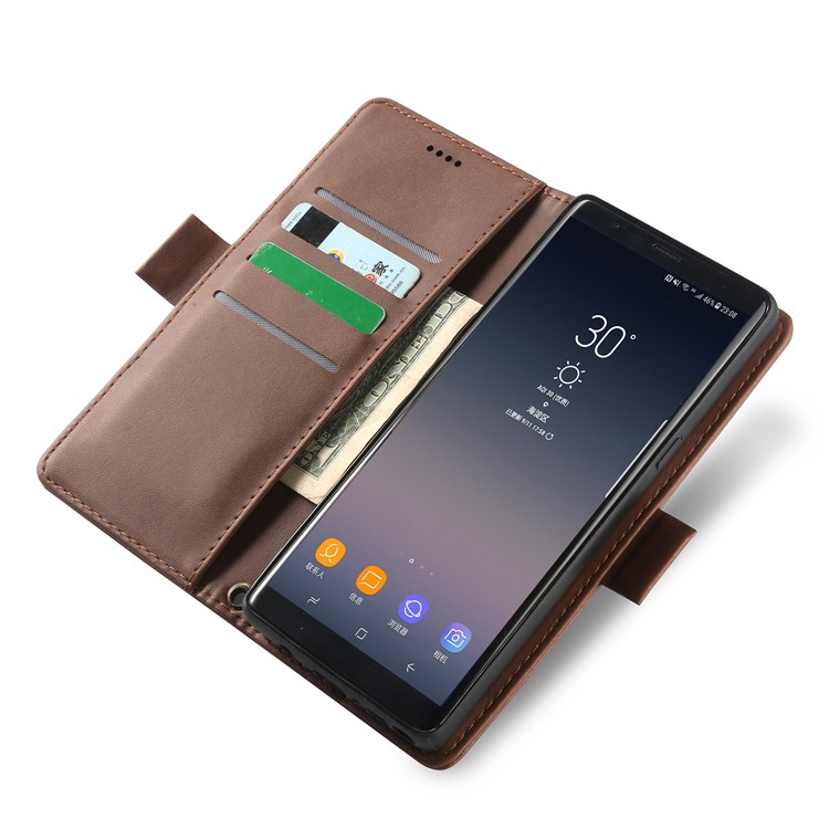 LC.IMEEKE Removable 2-in-1 Wallet Leather Cover + TPU Mobile Case for Samsung Galaxy Note 8 SM-N950 - Coffee-3
