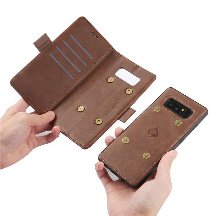 LC.IMEEKE Removable 2-in-1 Wallet Leather Cover + TPU Mobile Case for Samsung Galaxy Note 8 SM-N950 - Coffee-4