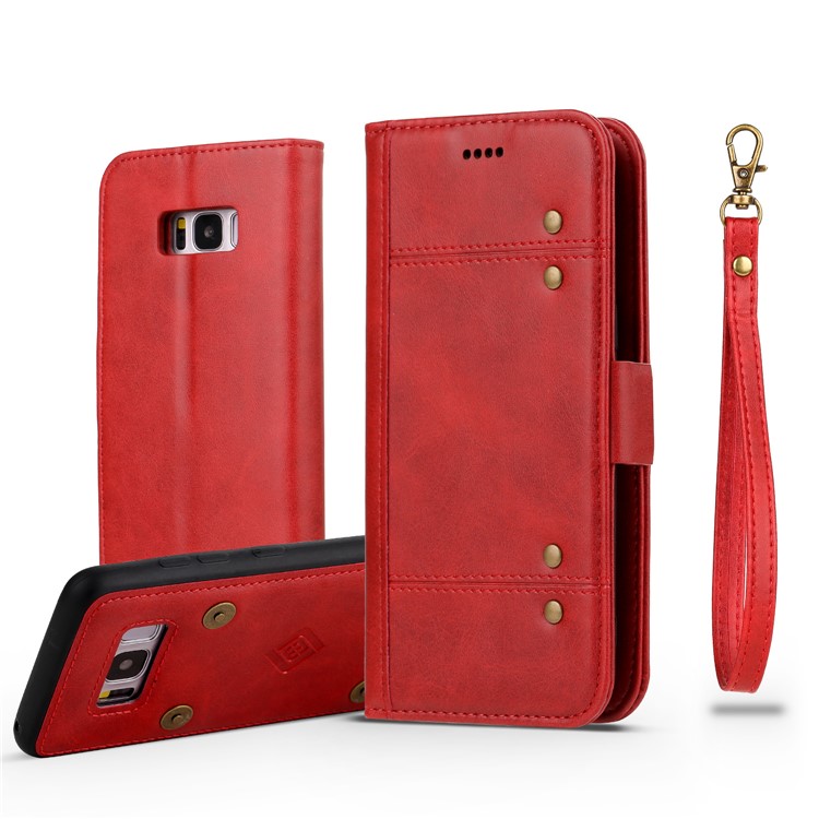 LC.IMEEKE Detachable 2-in-1 Leather Wallet Mobile Case + TPU Back Cover for Samsung Galaxy S8 G950 - Red-1