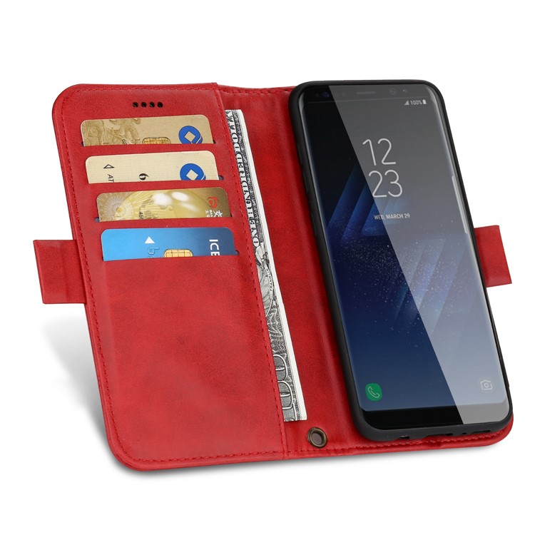LC.IMEEKE Detachable 2-in-1 Leather Wallet Mobile Case + TPU Back Cover for Samsung Galaxy S8 G950 - Red-11