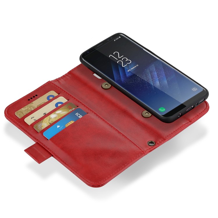 LC.IMEEKE Detachable 2-in-1 Leather Wallet Mobile Case + TPU Back Cover for Samsung Galaxy S8 G950 - Red-12