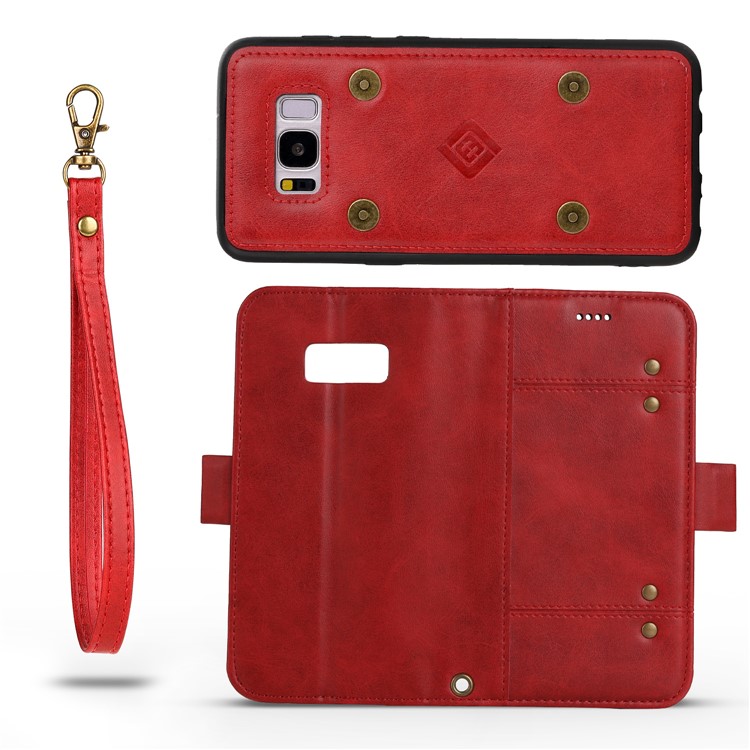 LC.IMEEKE Detachable 2-in-1 Leather Wallet Mobile Case + TPU Back Cover for Samsung Galaxy S8 G950 - Red-13