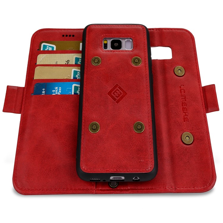 LC.IMEEKE Detachable 2-in-1 Leather Wallet Mobile Case + TPU Back Cover for Samsung Galaxy S8 G950 - Red-3