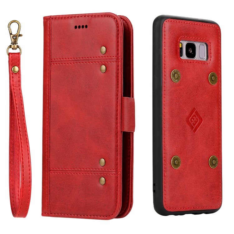 LC.IMEEKE Detachable 2-in-1 Leather Wallet Mobile Case + TPU Back Cover for Samsung Galaxy S8 G950 - Red-4