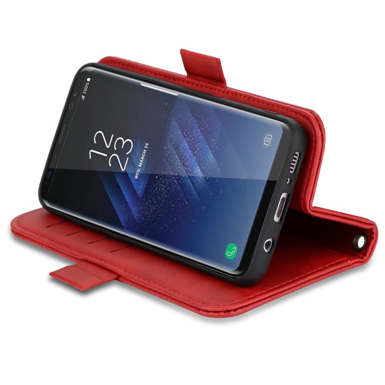 LC.IMEEKE Detachable 2-in-1 Leather Wallet Mobile Case + TPU Back Cover for Samsung Galaxy S8 G950 - Red-9