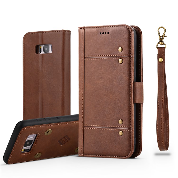 LC.IMEEKE Removable 2-in-1 Wallet Leather Cover + TPU Phone Case for Samsung Galaxy S8 G950 - Coffee-1