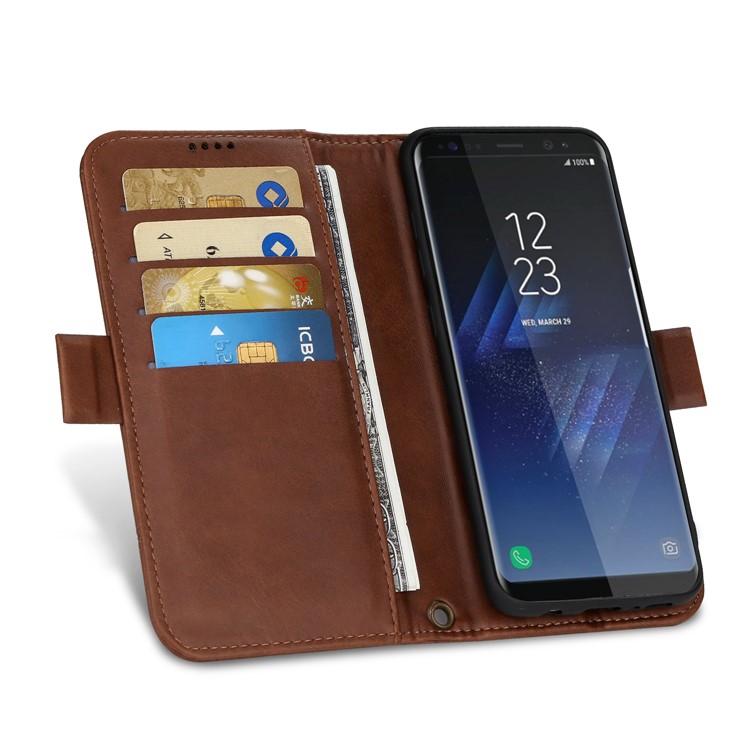 LC.IMEEKE Removable 2-in-1 Wallet Leather Cover + TPU Phone Case for Samsung Galaxy S8 G950 - Coffee-11