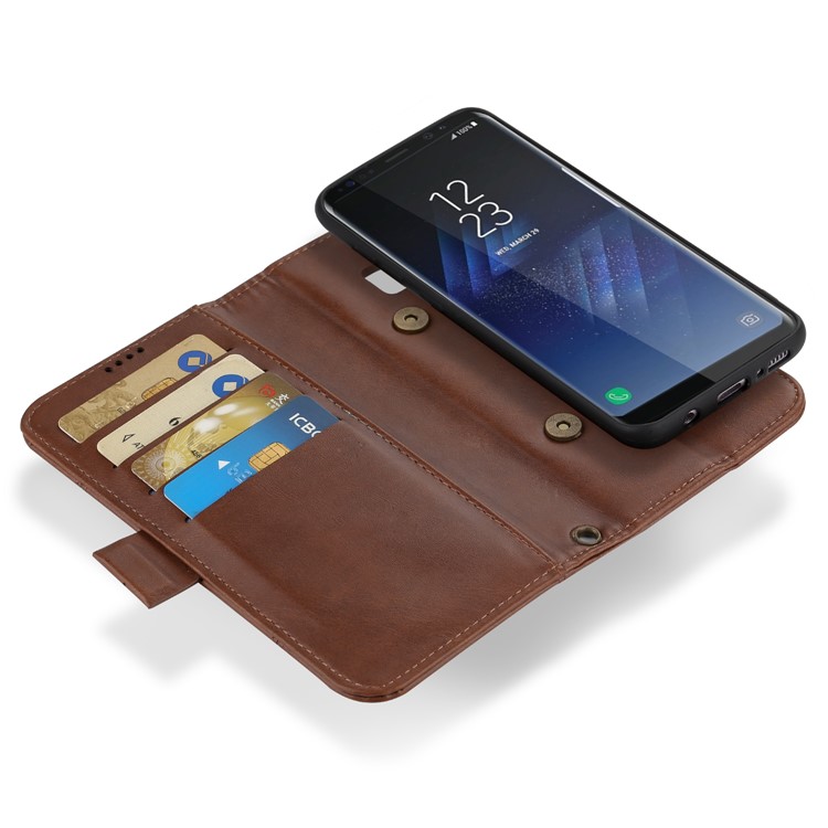LC.IMEEKE Removable 2-in-1 Wallet Leather Cover + TPU Phone Case for Samsung Galaxy S8 G950 - Coffee-12