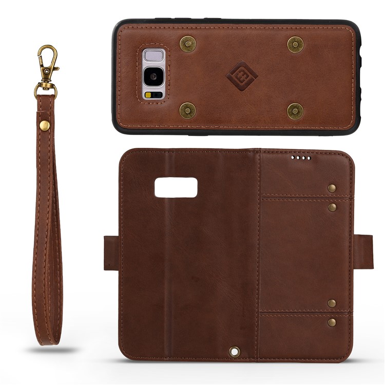 LC.IMEEKE Removable 2-in-1 Wallet Leather Cover + TPU Phone Case for Samsung Galaxy S8 G950 - Coffee-13
