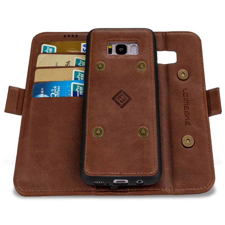LC.IMEEKE Removable 2-in-1 Wallet Leather Cover + TPU Phone Case for Samsung Galaxy S8 G950 - Coffee-3