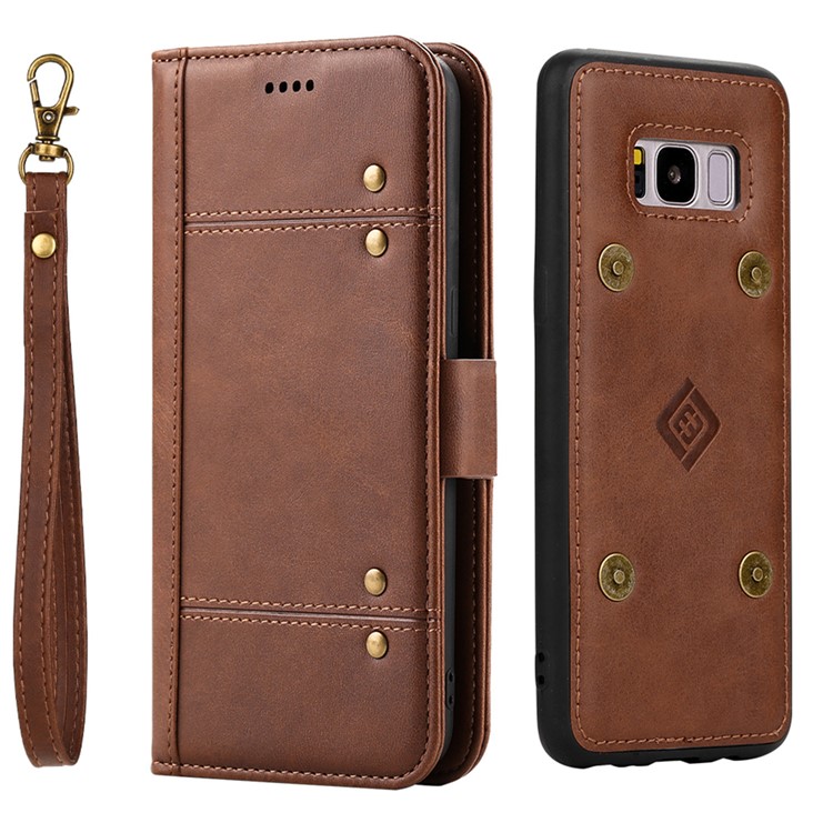 LC.IMEEKE Removable 2-in-1 Wallet Leather Cover + TPU Phone Case for Samsung Galaxy S8 G950 - Coffee-4