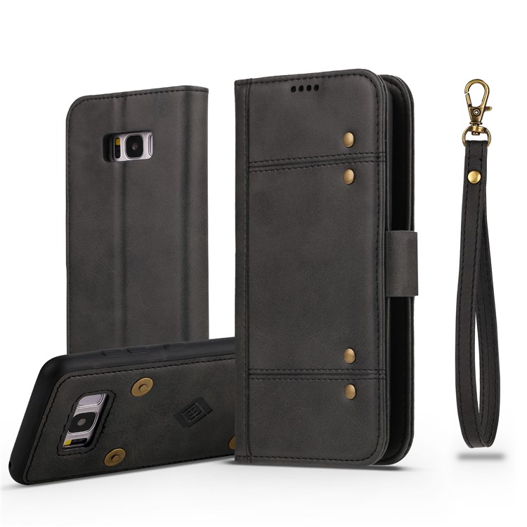 LC.IMEEKE Removable TPU Back Shell + Leather Wallet Case for Samsung Galaxy S8+ SM-G955 - Black-1