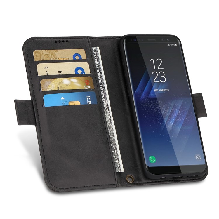 LC.IMEEKE Removable TPU Back Shell + Leather Wallet Case for Samsung Galaxy S8+ SM-G955 - Black-11