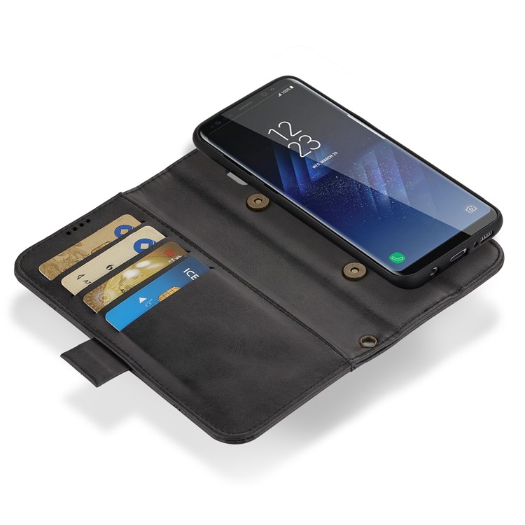 LC.IMEEKE Removable TPU Back Shell + Leather Wallet Case for Samsung Galaxy S8+ SM-G955 - Black-12