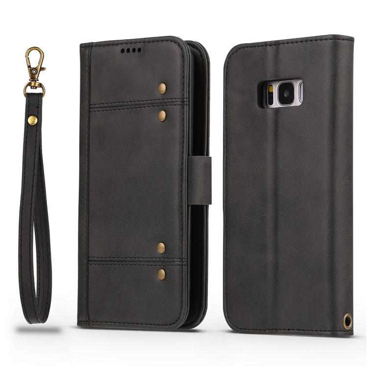 LC.IMEEKE Removable TPU Back Shell + Leather Wallet Case for Samsung Galaxy S8+ SM-G955 - Black-2
