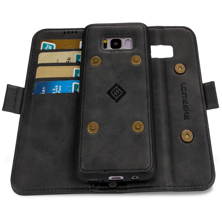 LC.IMEEKE Removable TPU Back Shell + Leather Wallet Case for Samsung Galaxy S8+ SM-G955 - Black-3