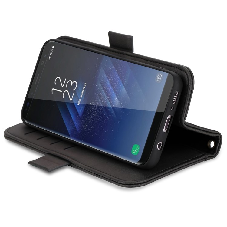 LC.IMEEKE Removable TPU Back Shell + Leather Wallet Case for Samsung Galaxy S8+ SM-G955 - Black-9