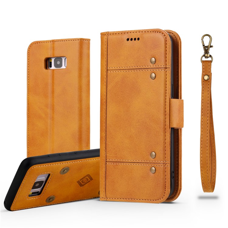 LC.IMEEKE Removable TPU Back Shell + Leather Wallet Phone Case for Samsung Galaxy S8+ SM-G955 - Brown-1