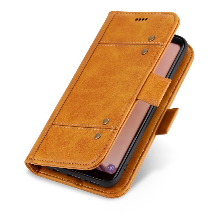 LC.IMEEKE Removable TPU Back Shell + Leather Wallet Phone Case for Samsung Galaxy S8+ SM-G955 - Brown-10