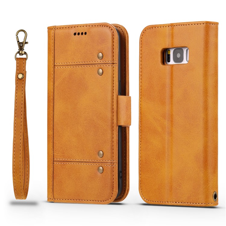 LC.IMEEKE Removable TPU Back Shell + Leather Wallet Phone Case for Samsung Galaxy S8+ SM-G955 - Brown-2