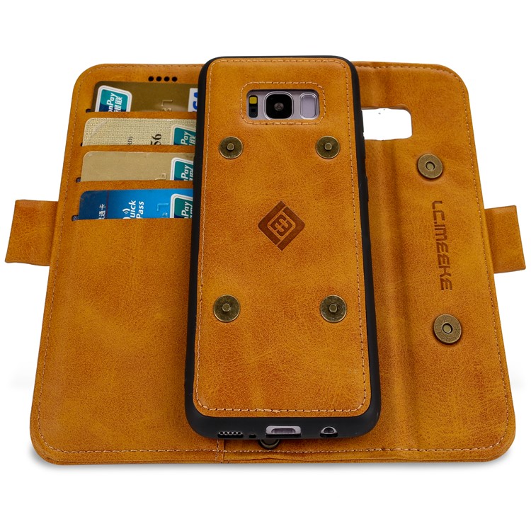 LC.IMEEKE Removable TPU Back Shell + Leather Wallet Phone Case for Samsung Galaxy S8+ SM-G955 - Brown-3