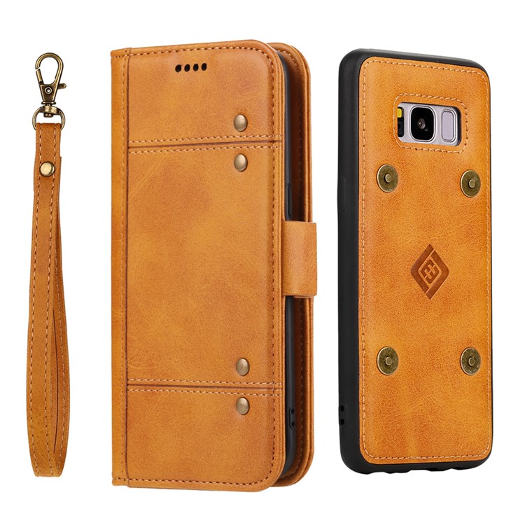 LC.IMEEKE Removable TPU Back Shell + Leather Wallet Phone Case for Samsung Galaxy S8+ SM-G955 - Brown-4