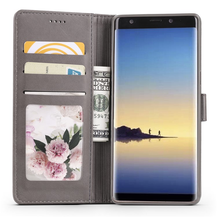 LC.IMEEKE Leather Wallet Shell with Stand for Samsung Galaxy Note 8 N950 - Grey-5
