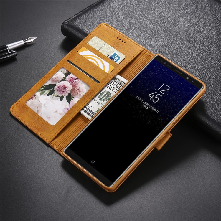 LC.IMEEKE PU Leather Protection Cell Phone Casing with Card Slots for Samsung Galaxy Note 8 N950 - Brown-10
