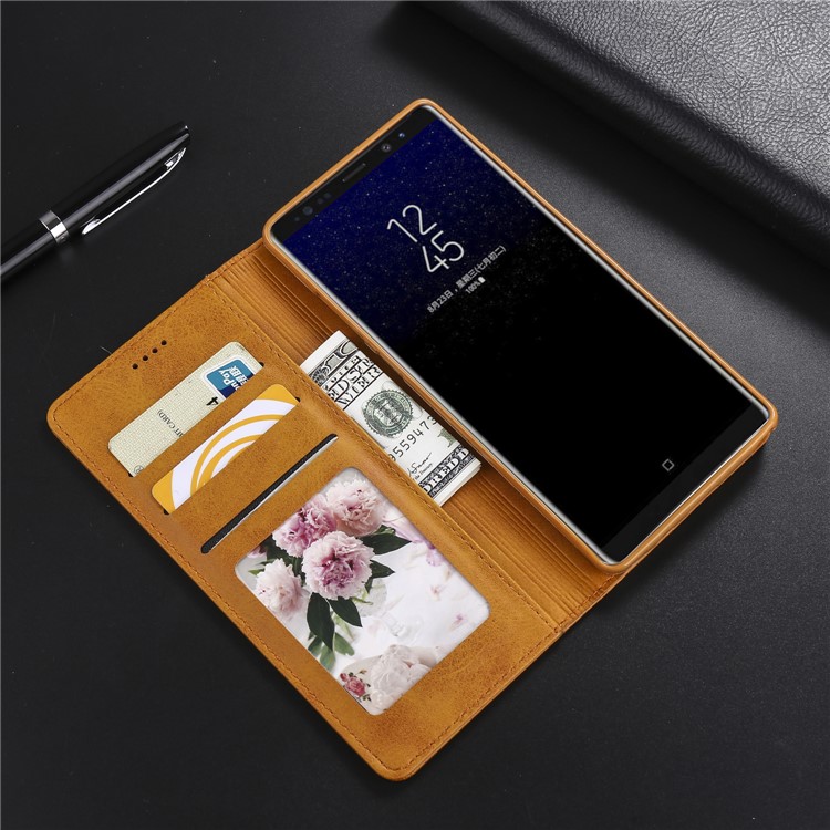 LC.IMEEKE PU Leather Protection Cell Phone Casing with Card Slots for Samsung Galaxy Note 8 N950 - Brown-11