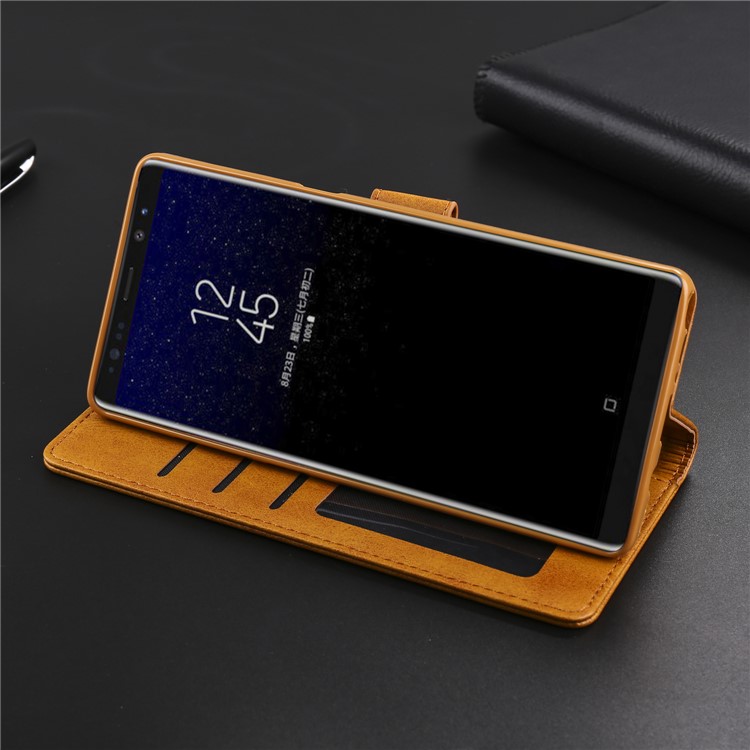 LC.IMEEKE PU Leather Protection Cell Phone Casing with Card Slots for Samsung Galaxy Note 8 N950 - Brown-14