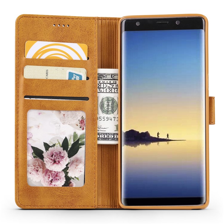 LC.IMEEKE PU Leather Protection Cell Phone Casing with Card Slots for Samsung Galaxy Note 8 N950 - Brown-5