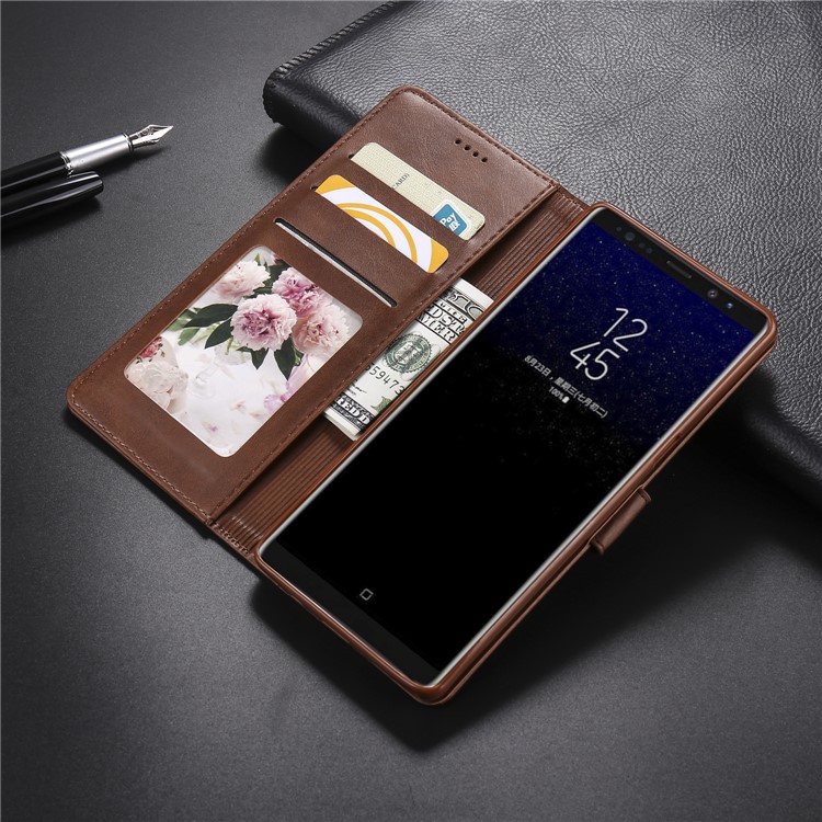 LC.IMEEKE Card Slots Leather Flip Stand Mobile Case for Samsung Galaxy Note 8 N950 - Coffee-10