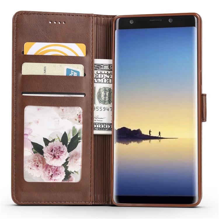 LC.IMEEKE Card Slots Leather Flip Stand Mobile Case for Samsung Galaxy Note 8 N950 - Coffee-5