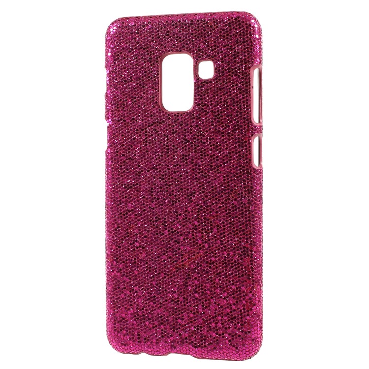 Leather Coated PC Phone Casing Cover for Samsung Galaxy A8 (2018) - Rose Glittery Sequins-2