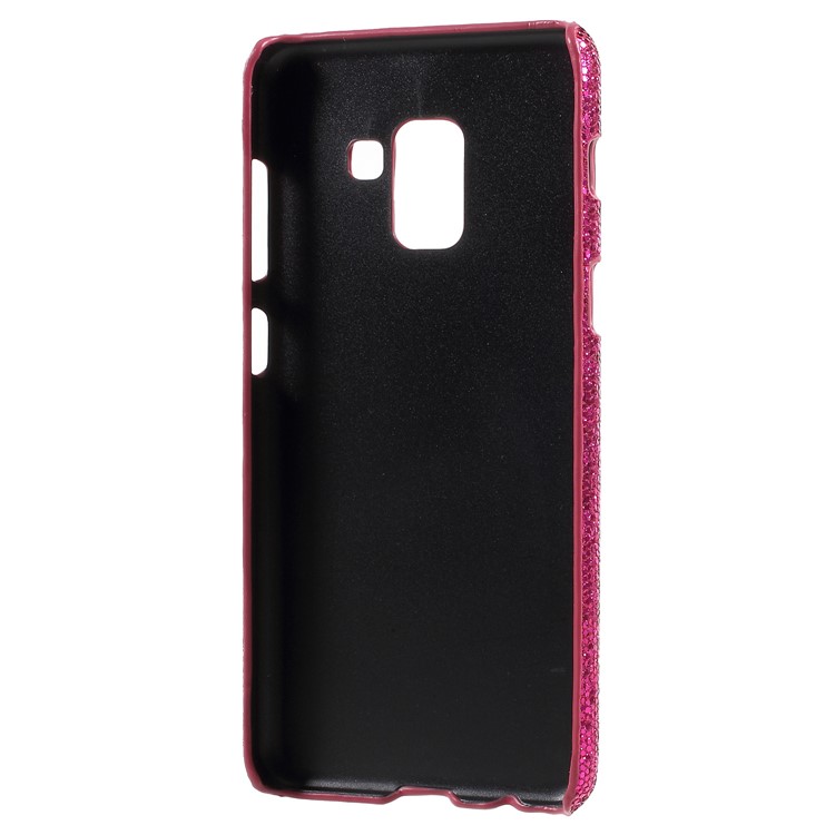 Leather Coated PC Phone Casing Cover for Samsung Galaxy A8 (2018) - Rose Glittery Sequins-3