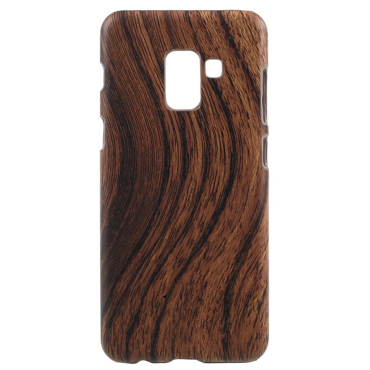 Capa De Proteção De Telefone PC Revestida De Couro Para Samsung Galaxy A8 (2018) - Textura De Madeira-1