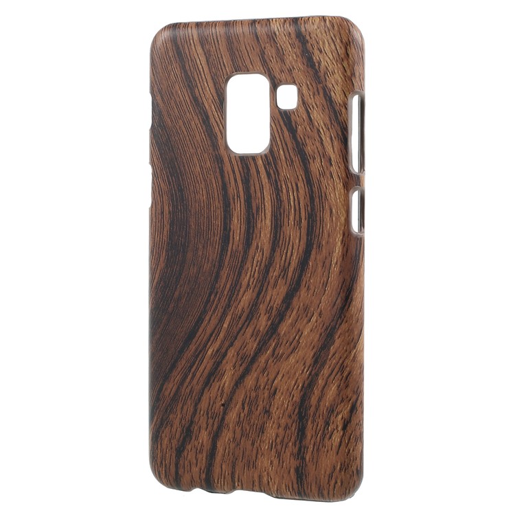 Capa De Proteção De Telefone PC Revestida De Couro Para Samsung Galaxy A8 (2018) - Textura De Madeira-2