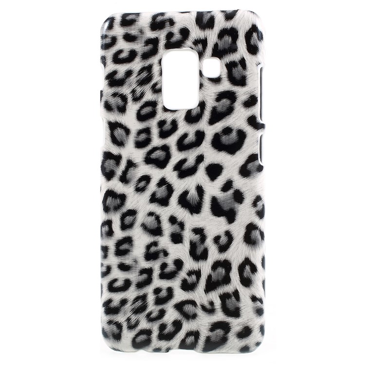 Leather Coated PC Phone Accessory Shell for Samsung Galaxy A8 Plus (2018) - White Leopard Texture-1