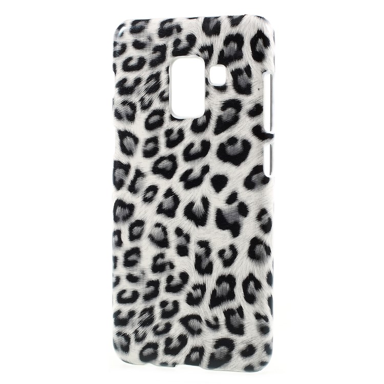 Leather Coated PC Phone Accessory Shell for Samsung Galaxy A8 Plus (2018) - White Leopard Texture-2