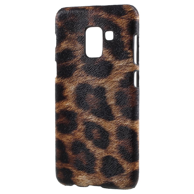 Leather Coated PC Phone Accessory Casing for Samsung Galaxy A8 Plus (2018) - Brown Leopard Texture-2