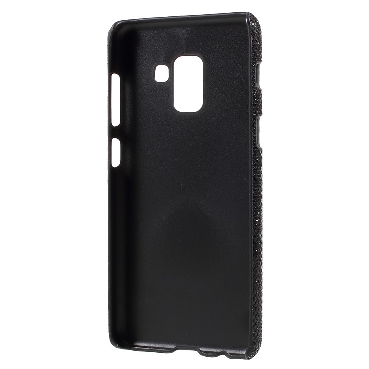 Leather Coated PC Phone Casing Cover for Samsung Galaxy A8 Plus (2018) - Black Glittery Sequins-3