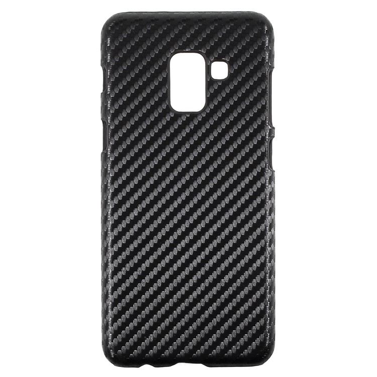 Leather Coated PC Phone Shell for Samsung Galaxy A8 Plus (2018) - Carbon Fiber-1