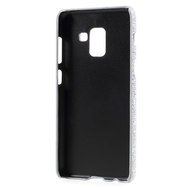 Leather Coated PC Mobile Case for Samsung Galaxy A8 Plus (2018) - Silver Glittery Sequins-3