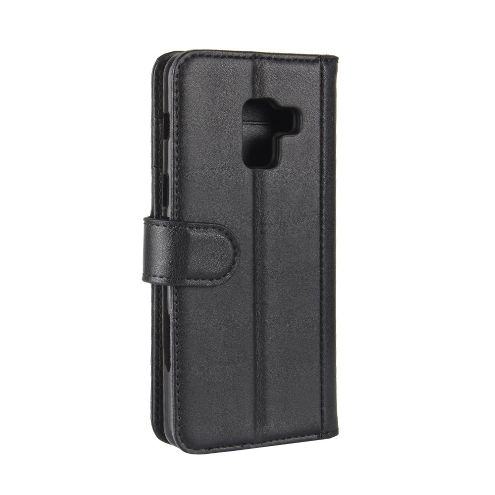 Genuine Leather Wallet Stand Phone Case for Samsung Galaxy A8 (2018) - Black-7