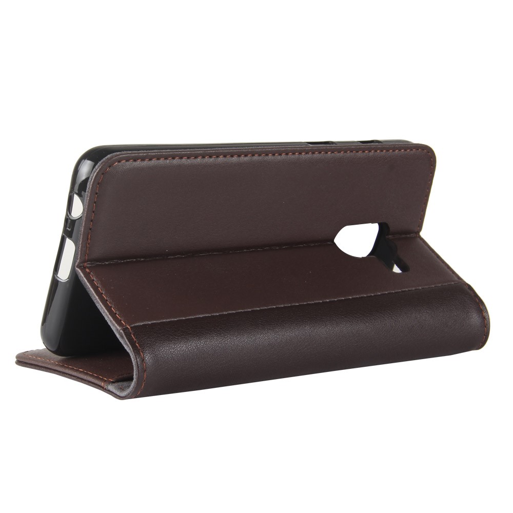 Genuine Leather Wallet Stand Phone Cover for Samsung Galaxy A8 (2018) - Coffee-6
