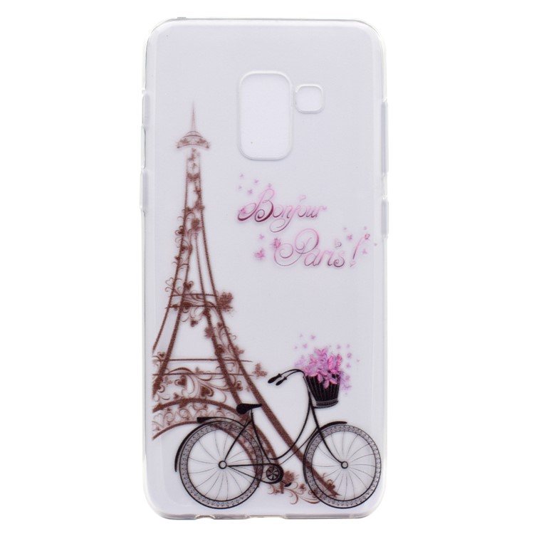 Pattern Printing TPU Cover Case for Samsung Galaxy A8 Plus (2018) - Eiffel Tower and Bicycle-2