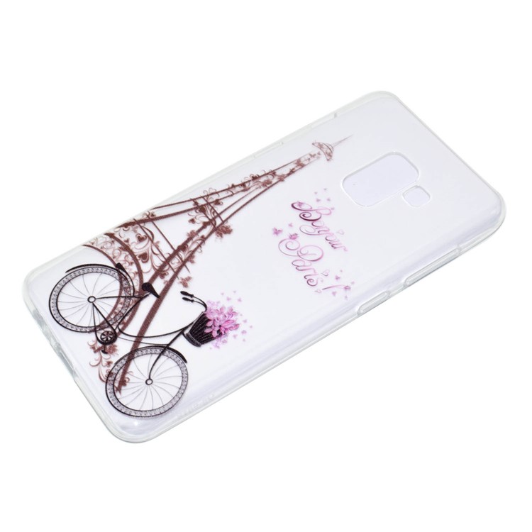 Pattern Printing TPU Cover Case for Samsung Galaxy A8 Plus (2018) - Eiffel Tower and Bicycle-3
