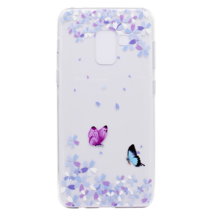 Pattern Printing TPU Cell Phone Case for Samsung Galaxy A8 Plus (2018) - Butterfly and Flower-2